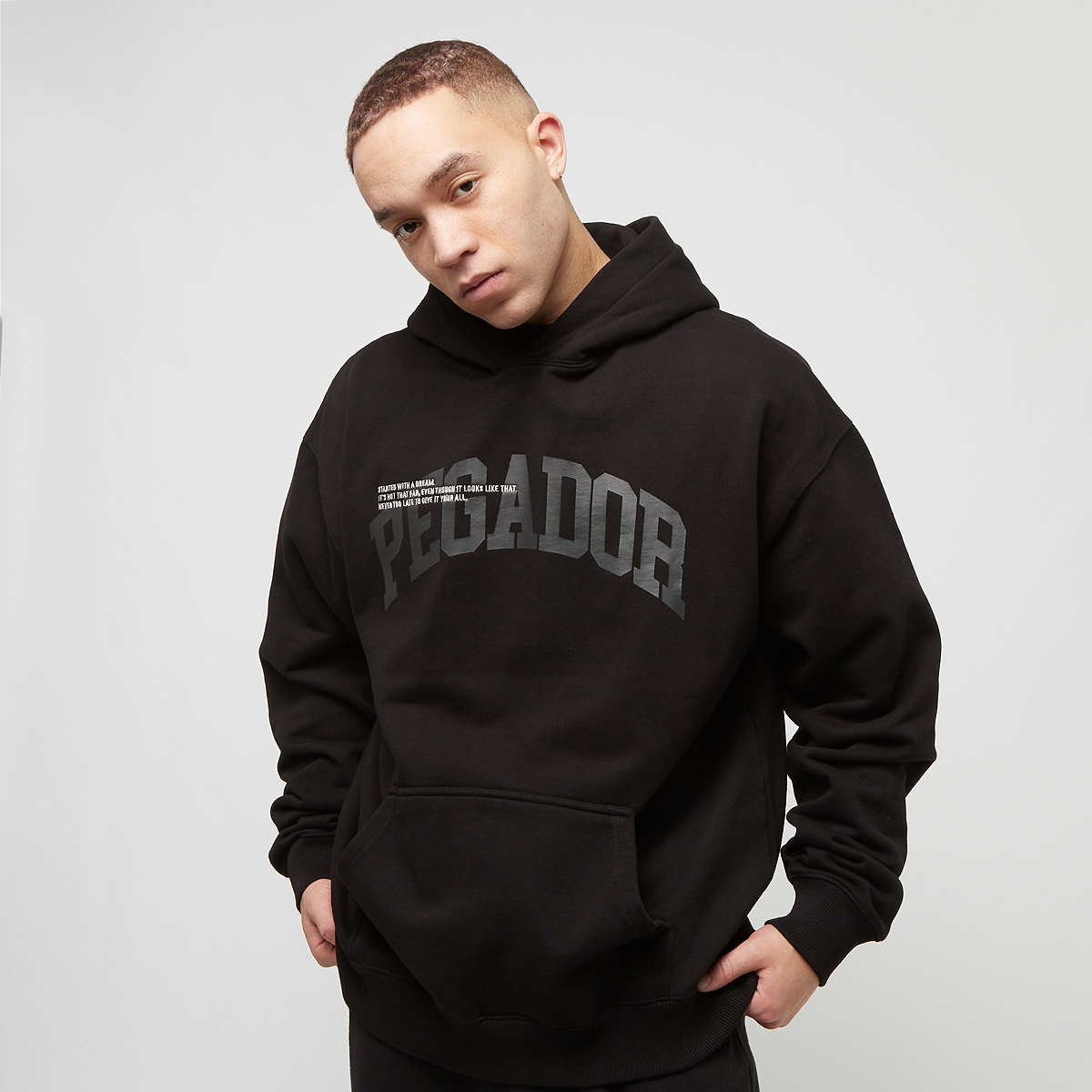 gilford oversized hoodie, pegador, apparel, washed black, taille: m